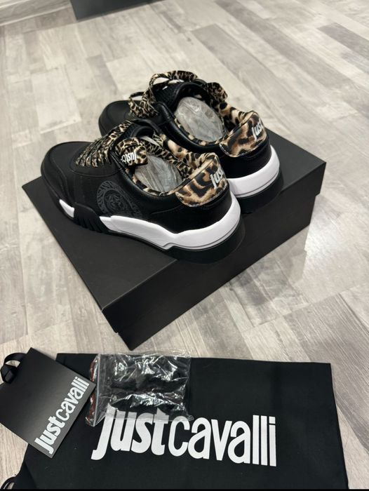 Черни кожени маратонки Just Cavalli