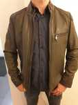 Geaca gri din piele Massimo Dutti