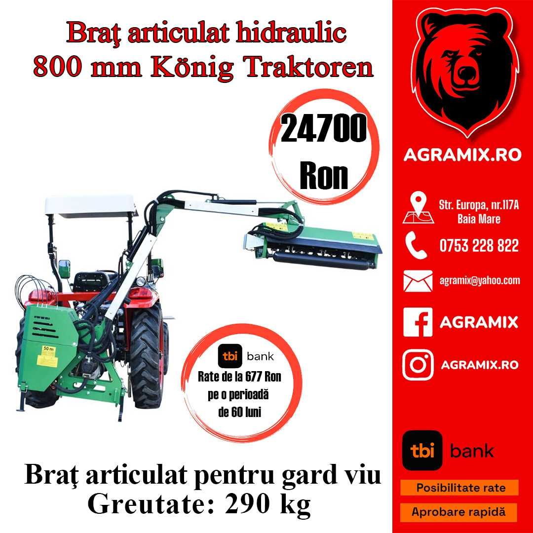 Tocatoare cu brat hidraulic AGL de 145cm-165cm noi Agramix