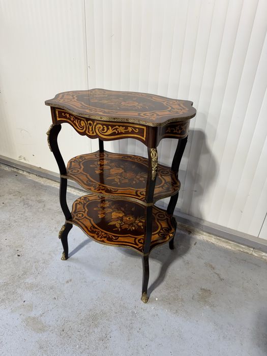 Etajera napoleon III cu intarsii si ornamente bronz