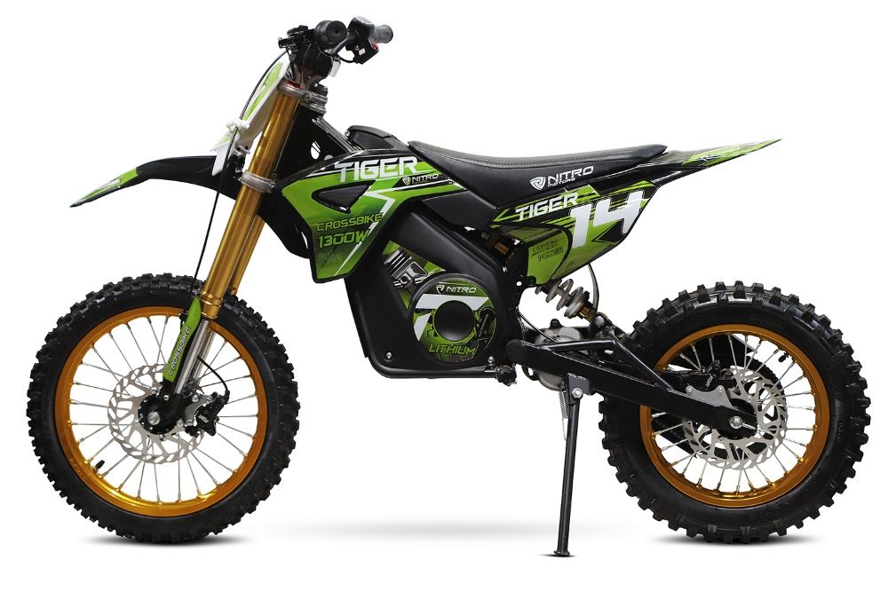 Motocicleta electrica Eco Tiger 1300W 14/12 48V 14Ah Lithiu ION #Verde