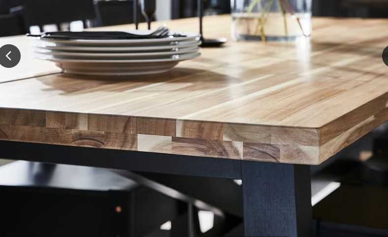 Masă, lemn acacia si cadru metalic negru, 235x100 cm