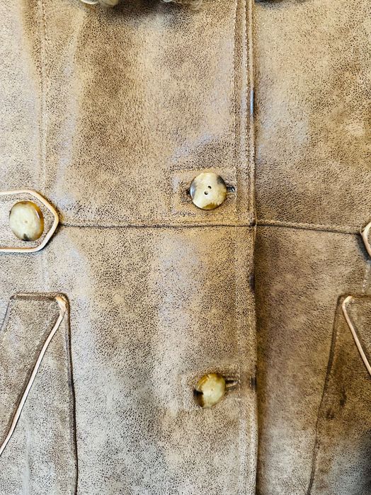 Haina dama din piele si blana oaie