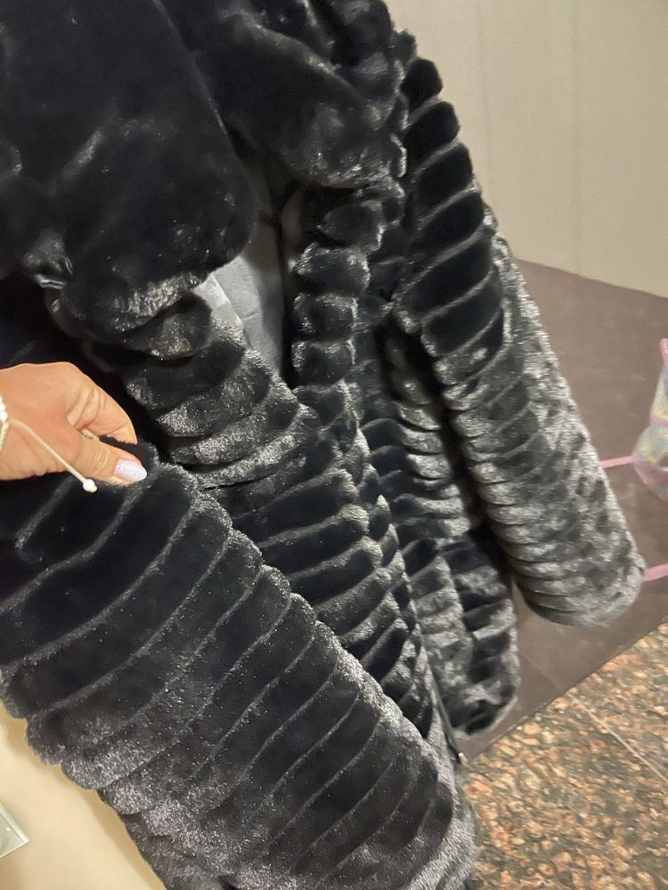 Черно палто с качулка Bsb Fashion