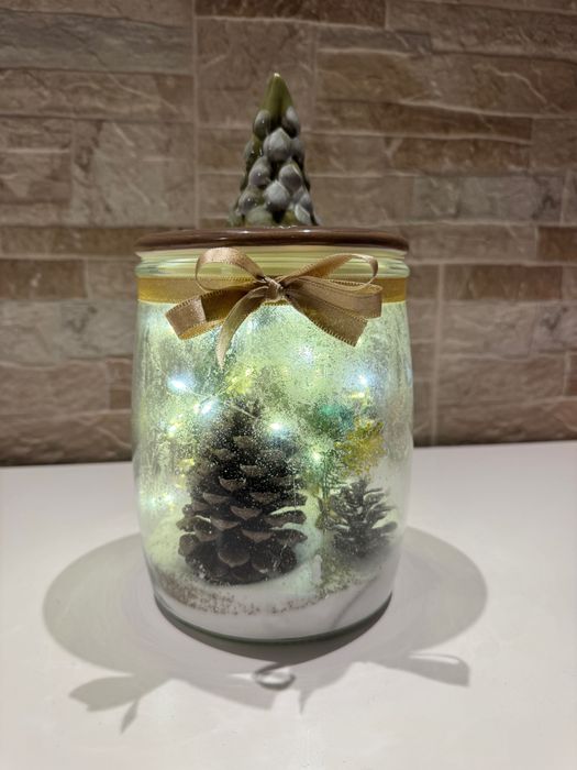 Стъклена декоративна ваза за коледна украса