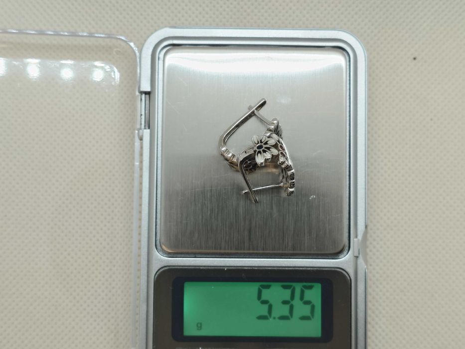 Set floral din argint 925 cu email, rubine și spinel albastru