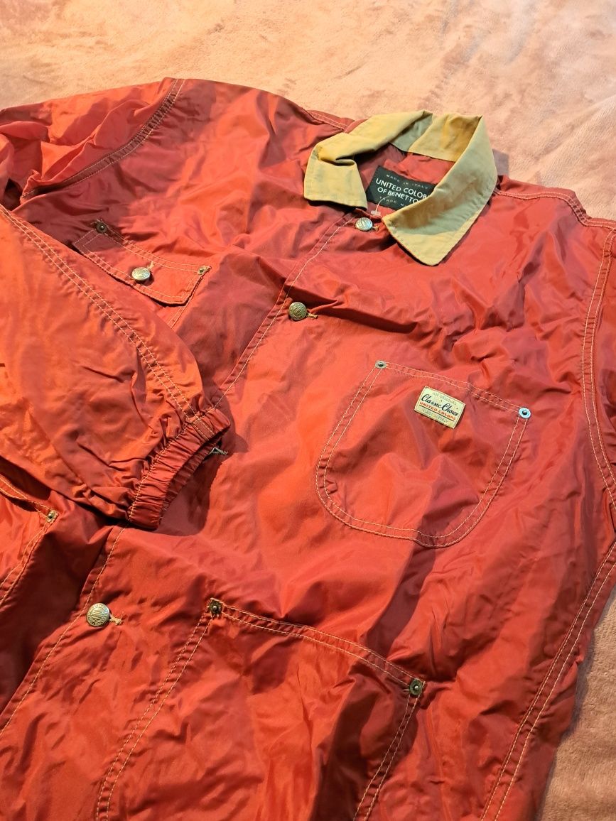 Ново Benetton червено ретро Яке \ Ветровка