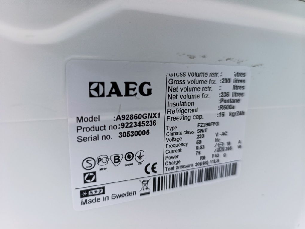 Фризер AEG A++ No frost 270 литра