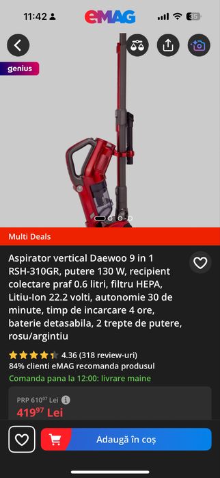 Aspirator vertical Daewoo 9 in 1