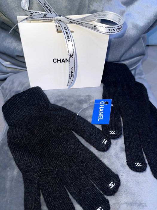 chanel черни ръкавици унисекс зимни плетени шанел универсални аксесоар