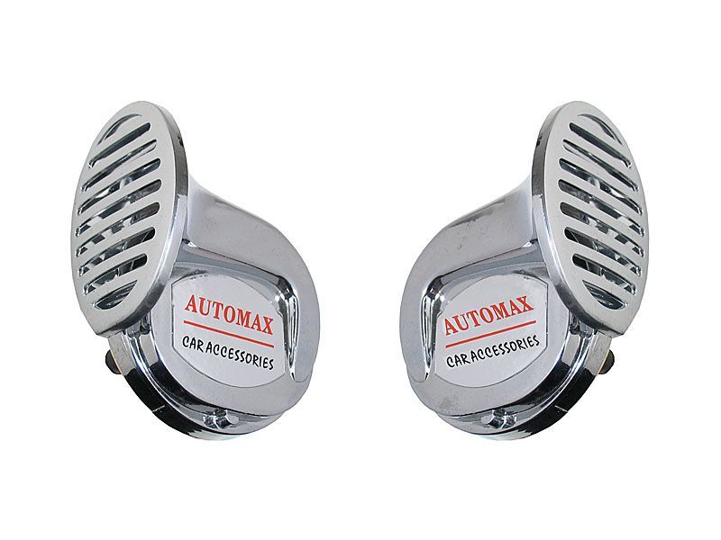 Set 2 claxoane auto Automax 12V cromate cu tonuri inalte si joase