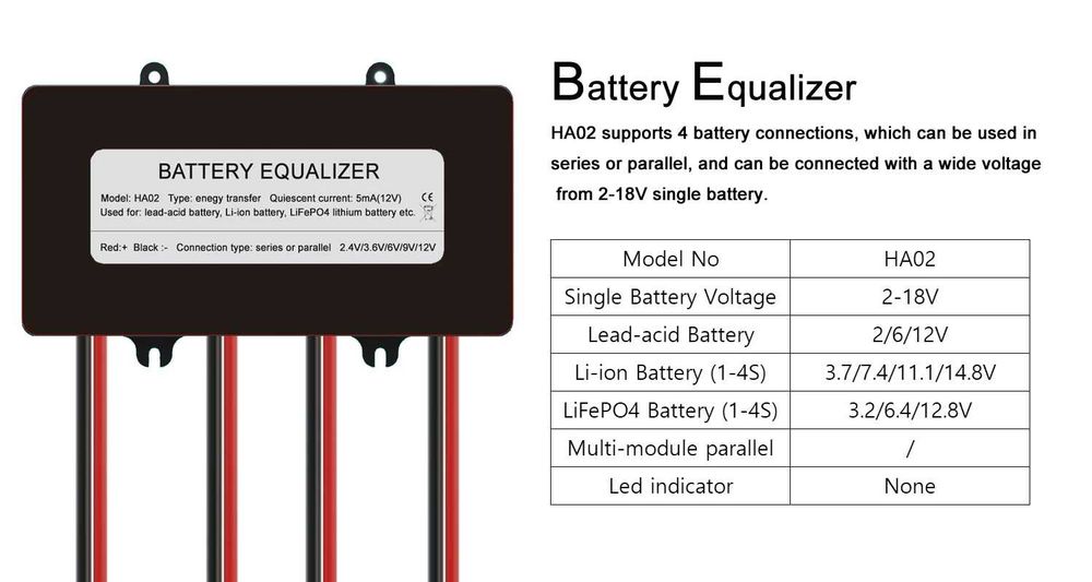 Egalizator baterii 48V, 4 x 12V, HA02, LCD GEL AGM PB-Acid.