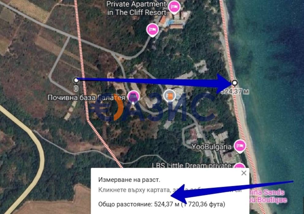 Парцел Земеделска земя на 500 м от морето в гр. Обзор, 3840 кв. м.,