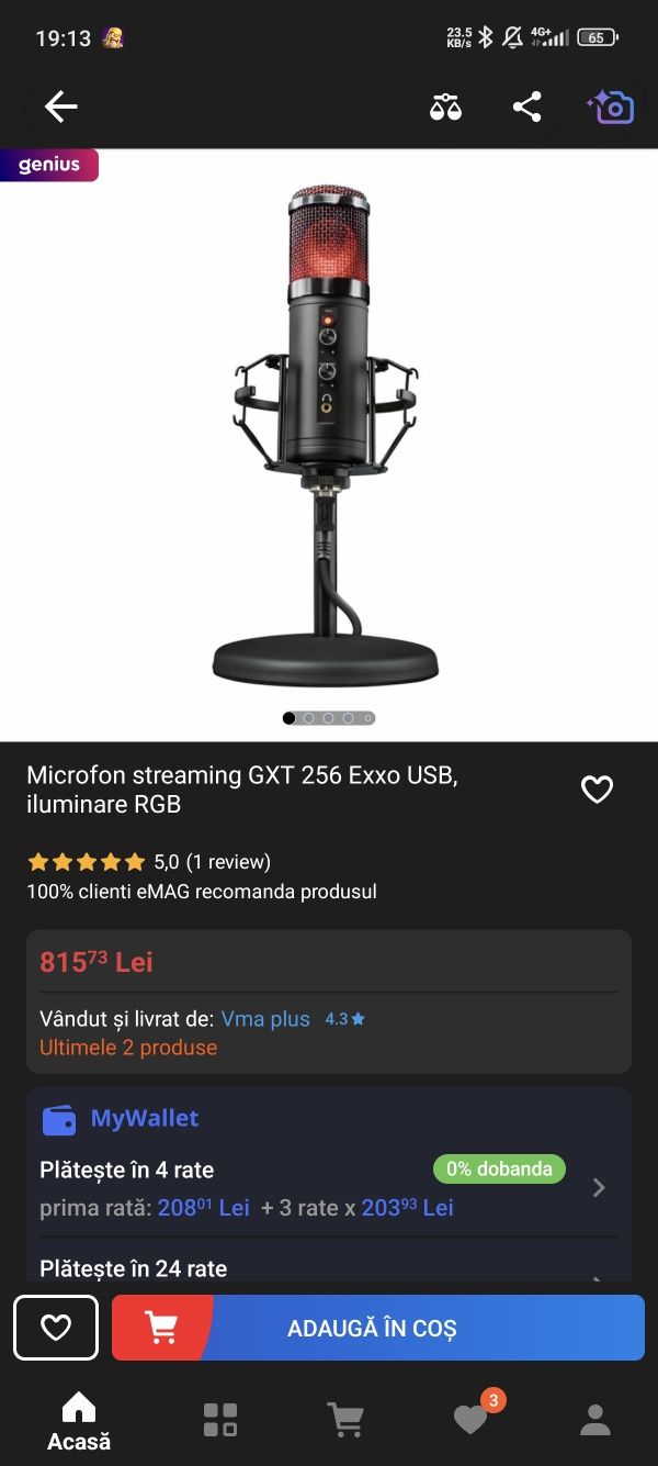 Microfon Streaming Trust Gtx profesional PC/Laptop