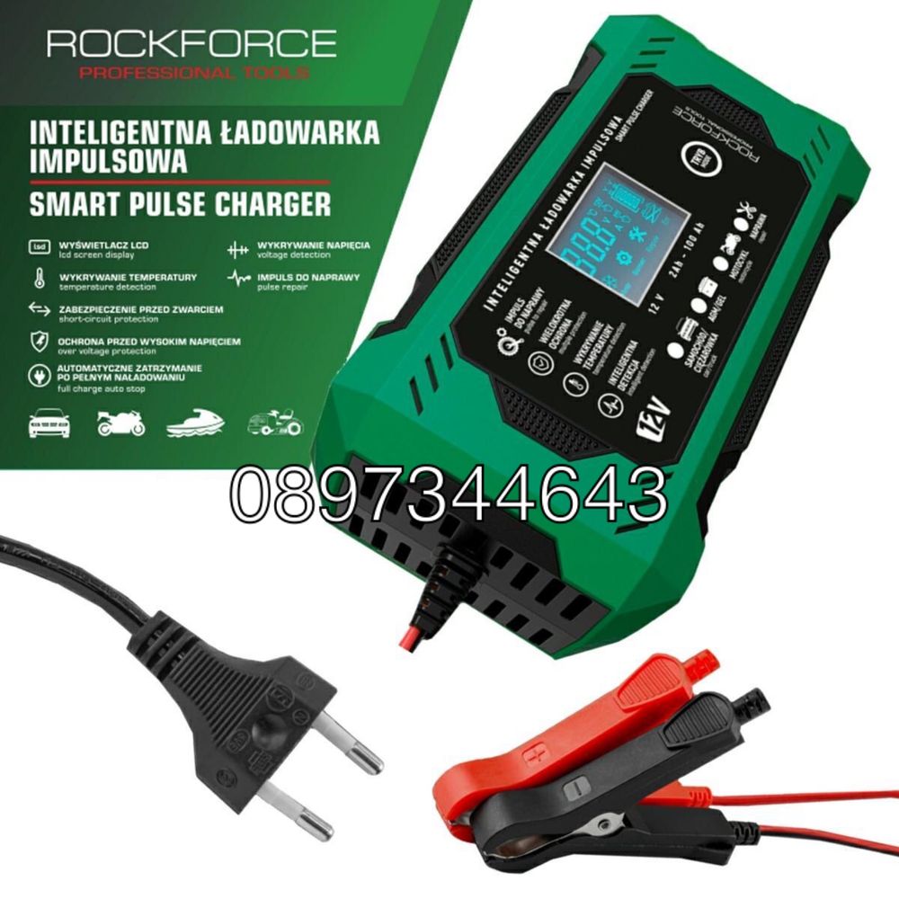 Зарядно устройство за акумулатор 6А , 12V , 2AH-100AH-Rockforce