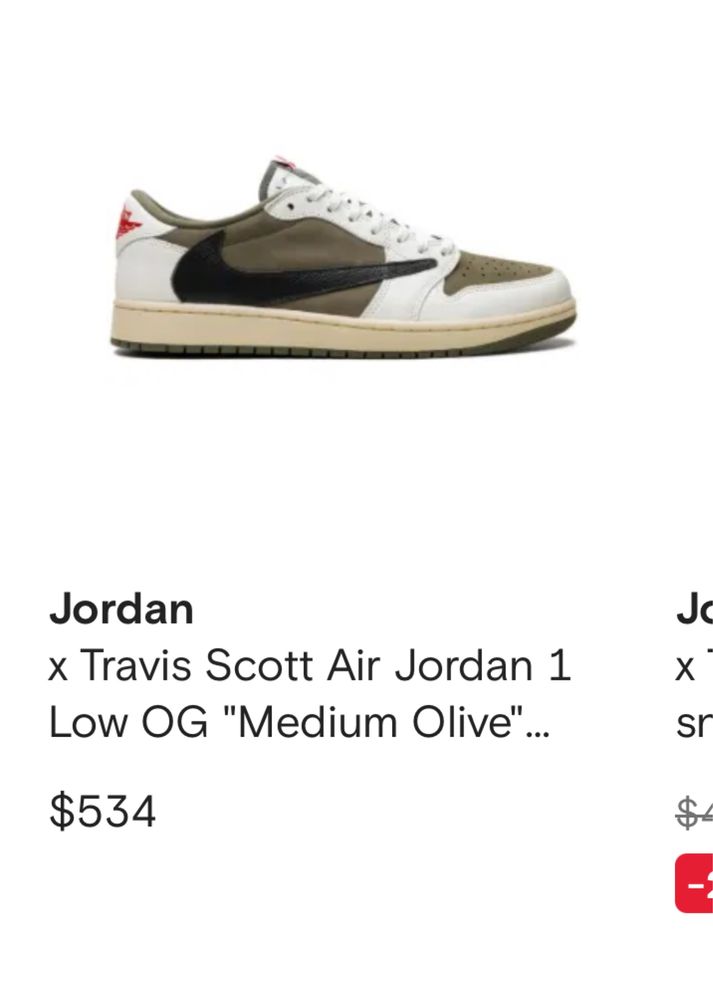 Travis Scott x Air Jordan 1 Low Oliv (42,5) Маратонки