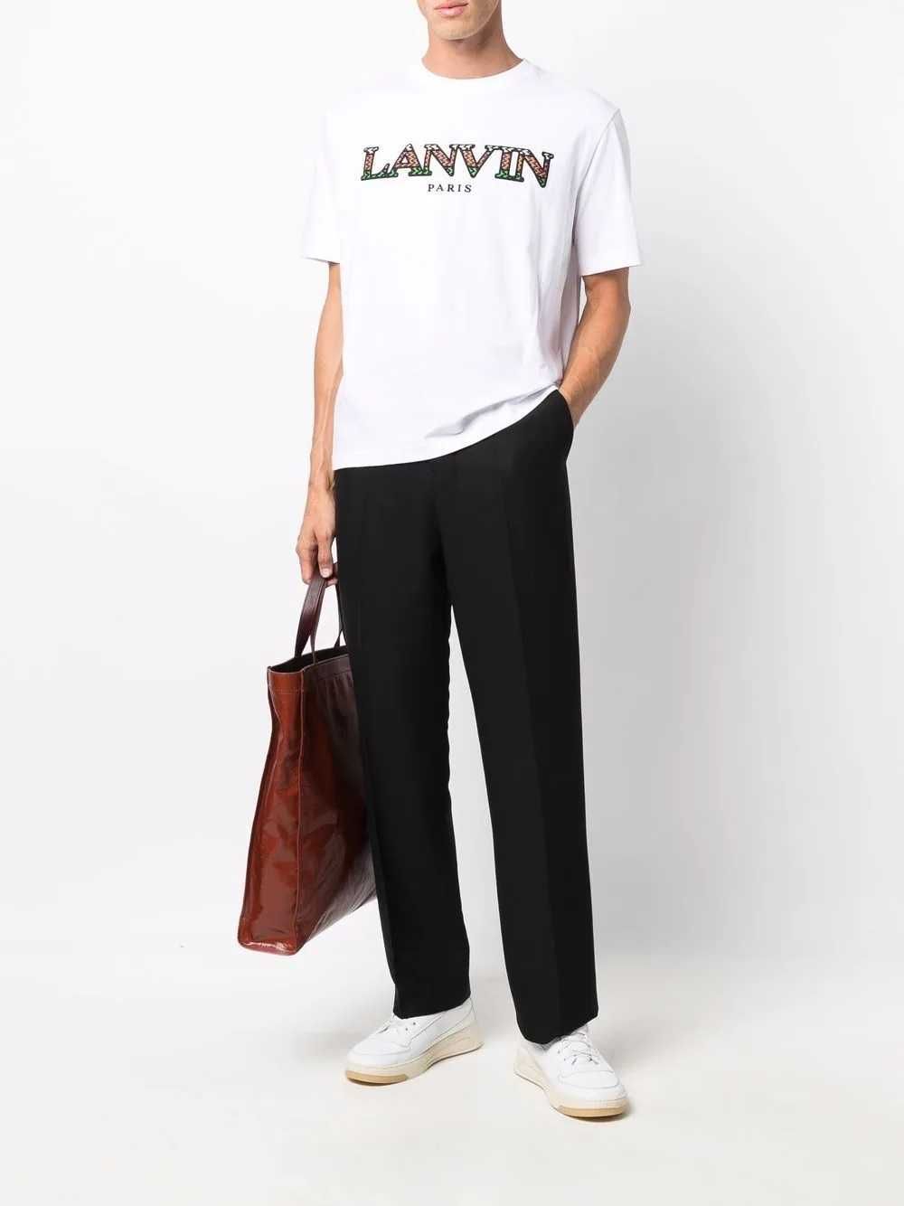 LANVIN White Embroidered Logo Мъжка Тениска size S