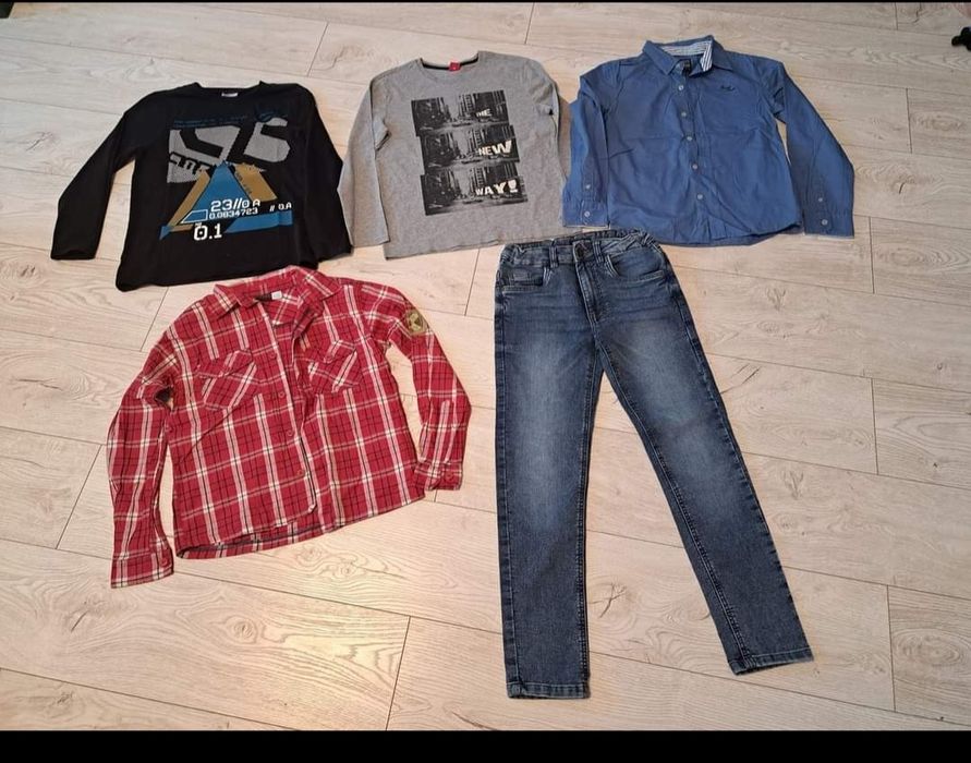 Lot haine baiat blugi bluza camasa marimea 134 140 9-10 ani