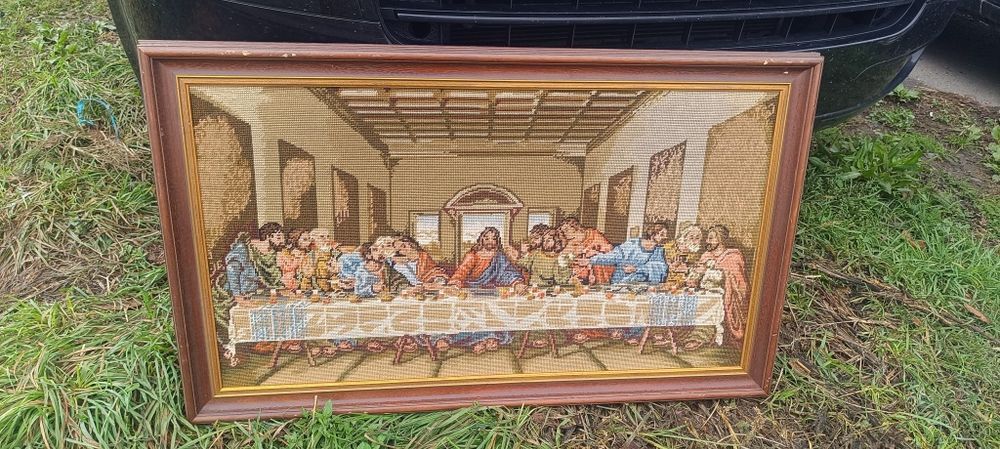 O piesă cusută manual Un vechi și frumos Goblen dimensiuni Mari