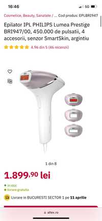 Epilator IPL PHILIPS Lumea Prestige BRI947/00, 450.000 de pulsatii