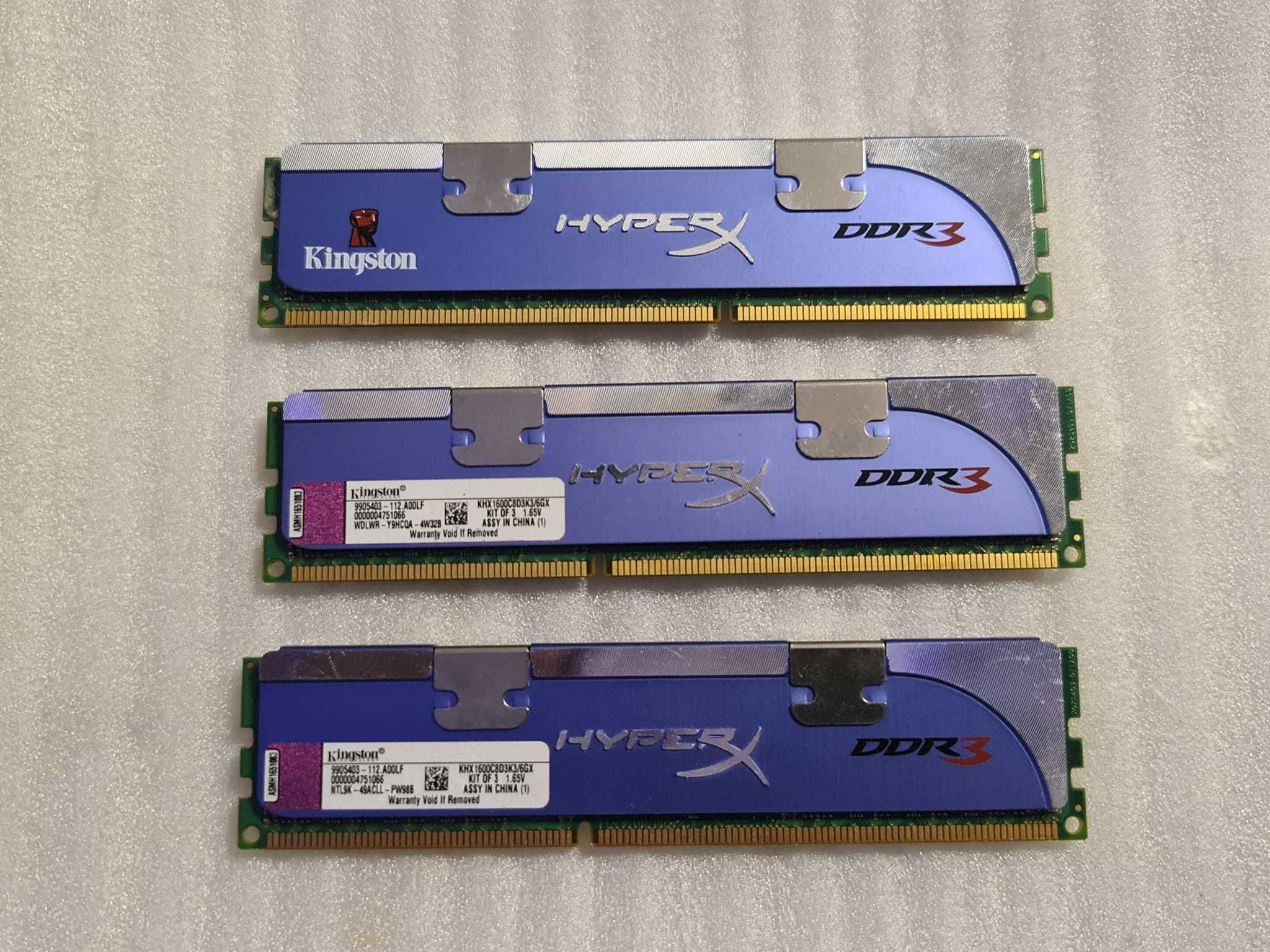 Memorie ram desktop Kingston HyperX 6GB (3x2GB) DDR3 1600MHz