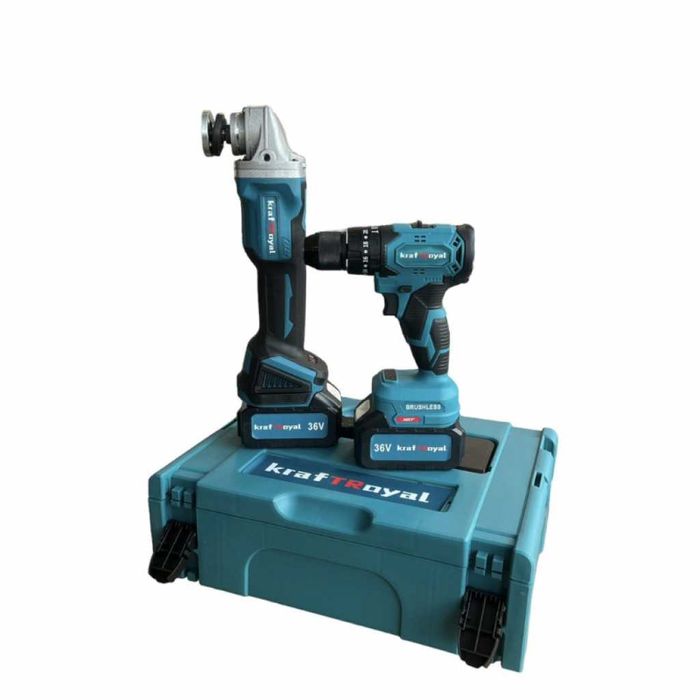 Комплект акумулаторни Ударен Винтоверт и Безчетков Ъглошлайф /36V, 8Ah