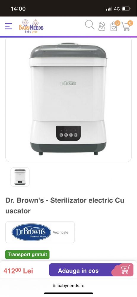 Sterilizator cu uscator Dr Browns