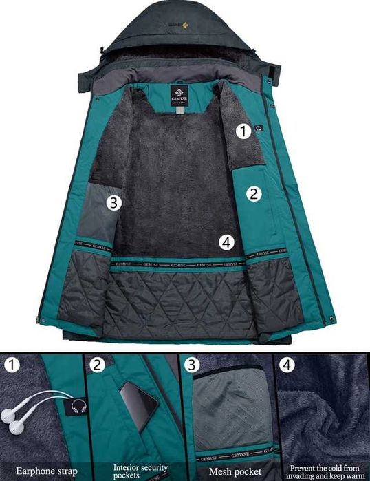 Geaca schi GEMYSE  impermeabila cu gluga M albastru