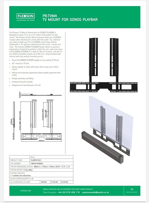 Sonos playbar suport TV soundbar Nou