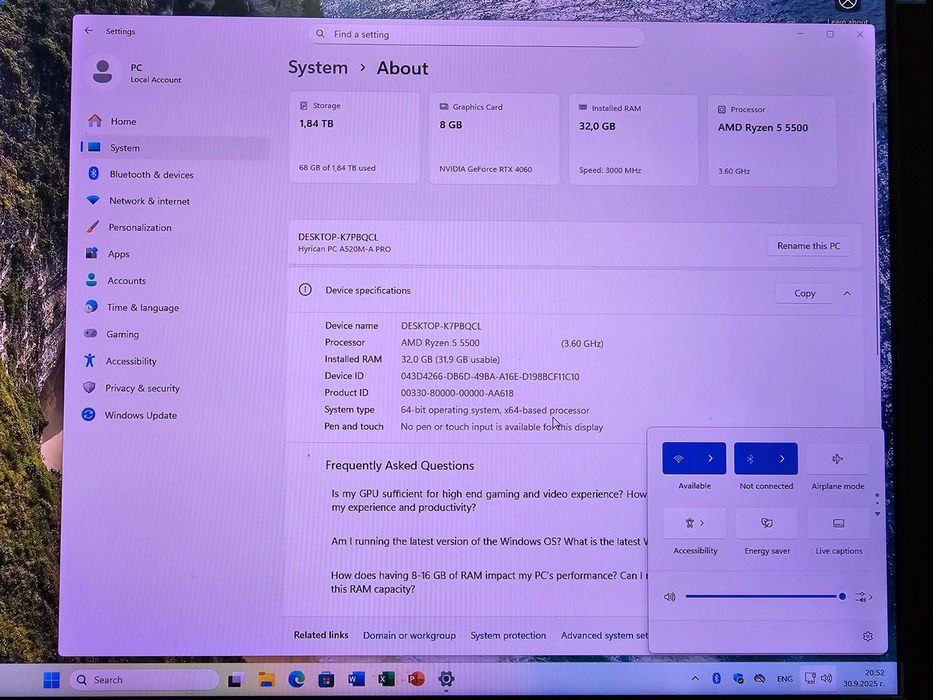 PC AMD Ryzen 5 5500 4.20 Ghz|RTX 4060|32GB RAM|1TB SSD+1TB HDD|Wifi+BT