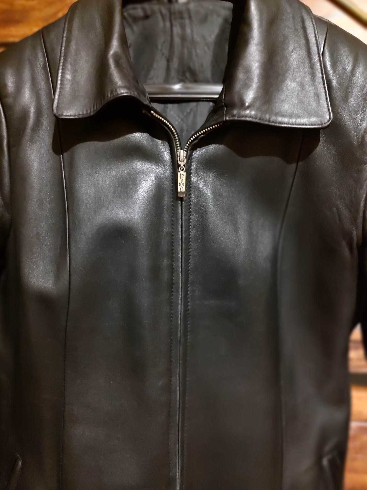 Дамско яке - естествена кожа, черно, с цип