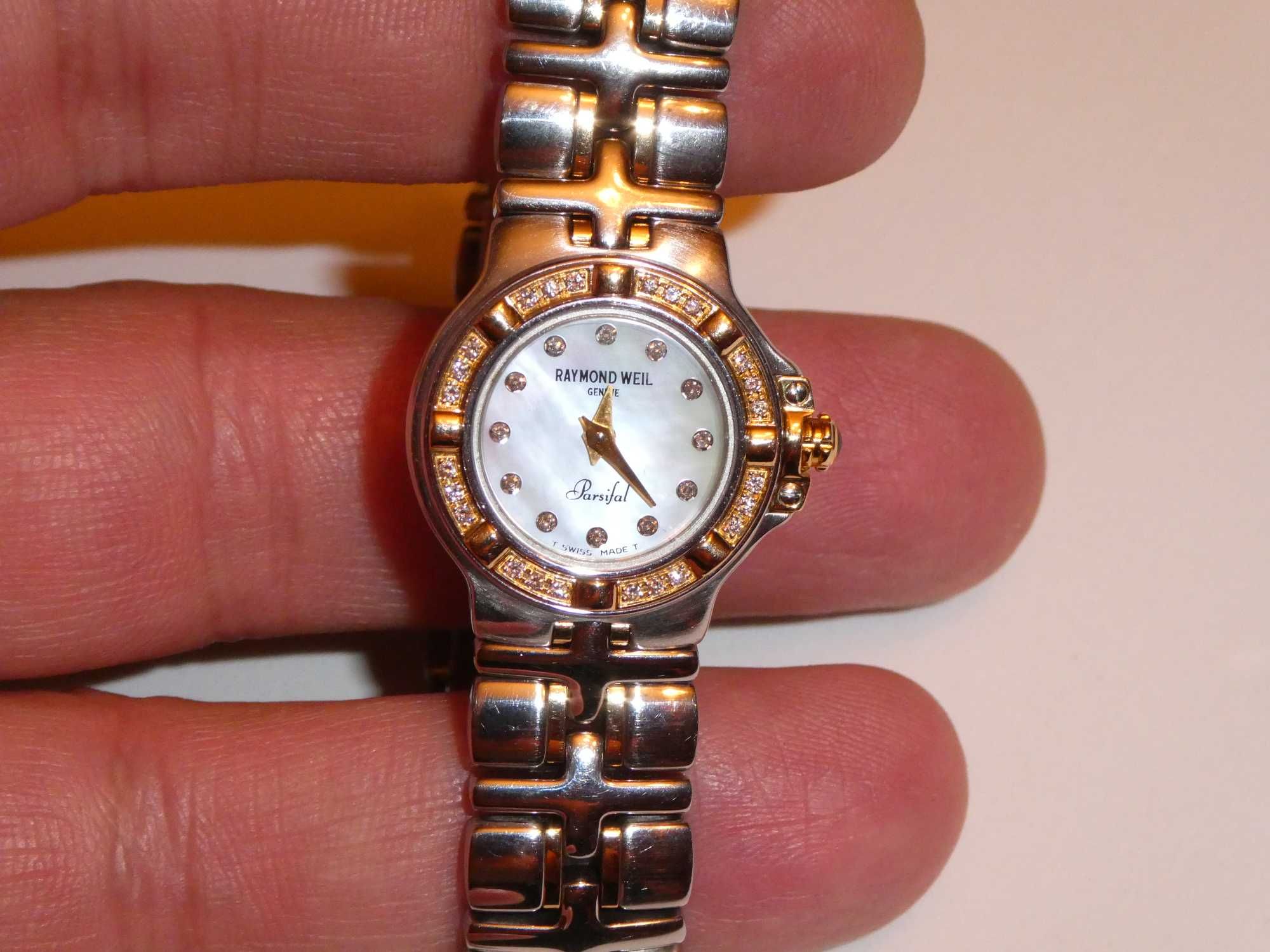 CEAS RAYMOND WEIL - PARSIFAL - 9690/1 - Aur/Otel + 36 Diamante -2,995$