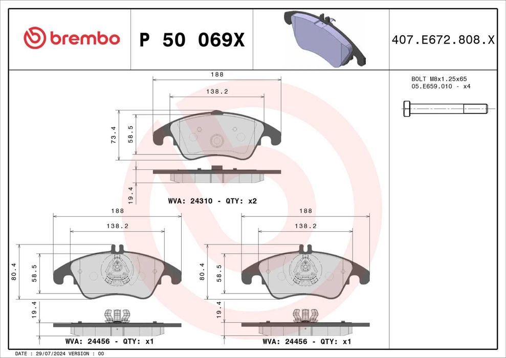 BREMBO Xtra P 50 069X - Mercedes E,C,CLS,SLK,SLC