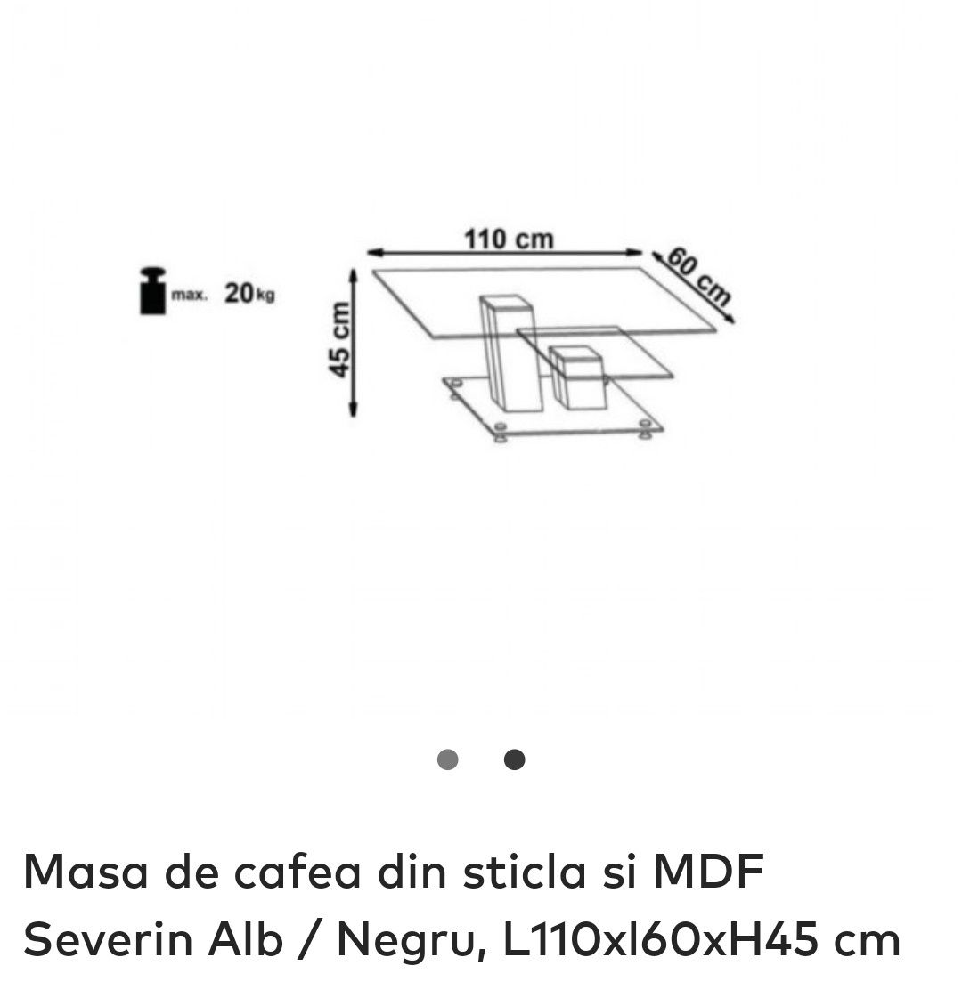 Vand masa cafea din sticla si MDF alb/negru.