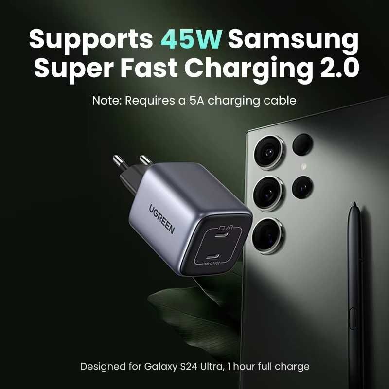 Зарядное устройство UGREEN GaN с USB-портами, 45 Вт, PD QC 3,0
