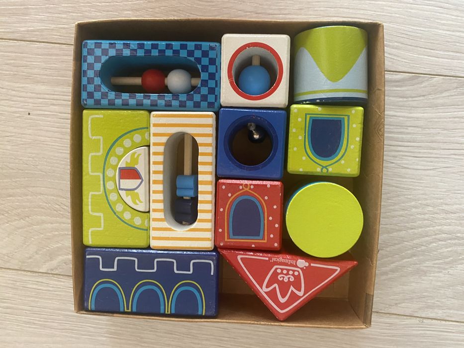 Set educativ cuburi constructii din lemn