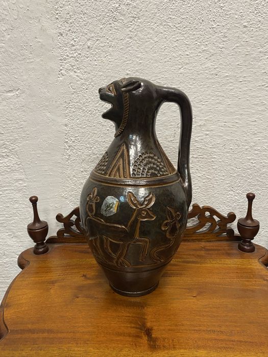 Керамична стомна Gres Dubois с глава на лъв Белгия 1950 г.