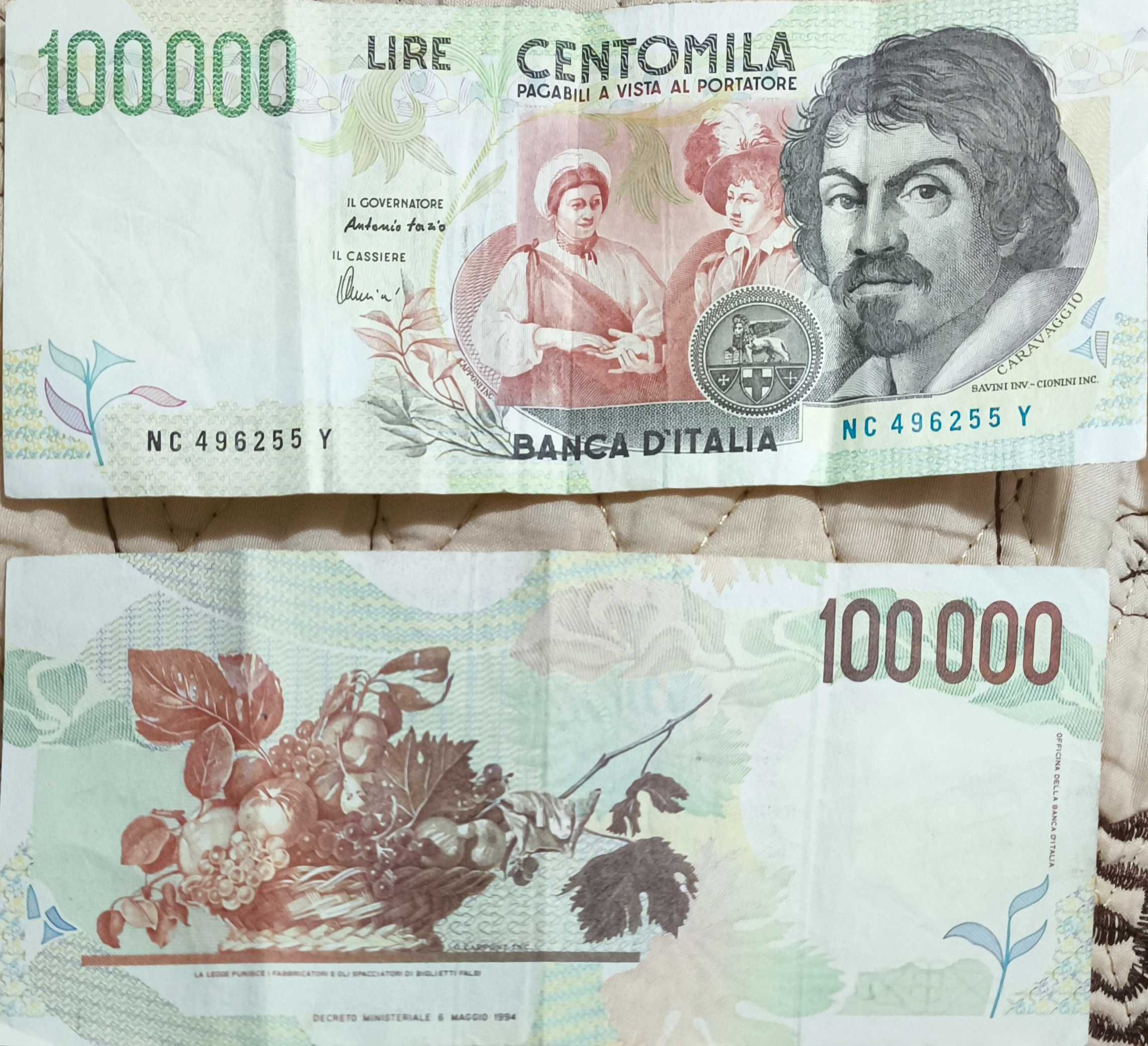 Vand 2 bancnote 100000 lire italiene