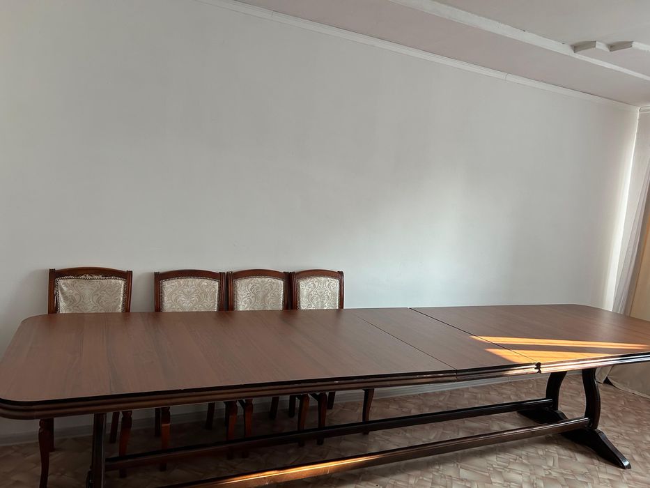 Стол со,12 стулями.