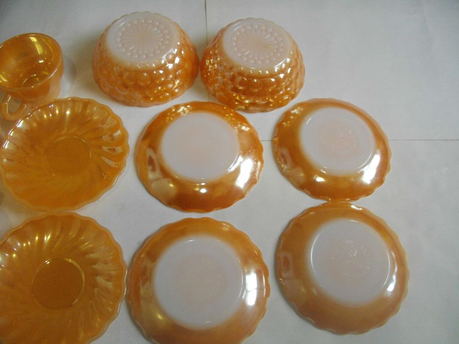 Vintage USA Archor Hocking-14 Части Нов Сервиз-САЩ-Цвят Праскова
