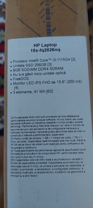 Laptop HP 15s-fq2026nq cu procesor Intel® Core™ i3-1115G4 pana la 4.10