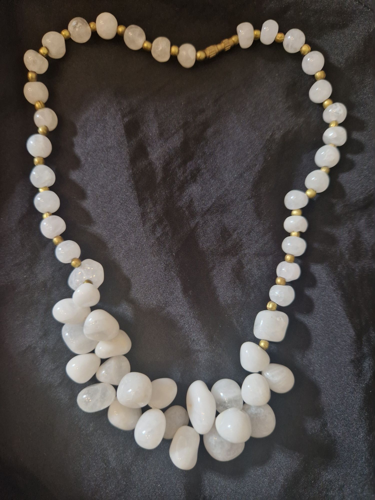Colier opal alb piatra pietre semipretioase bijuterii hand made