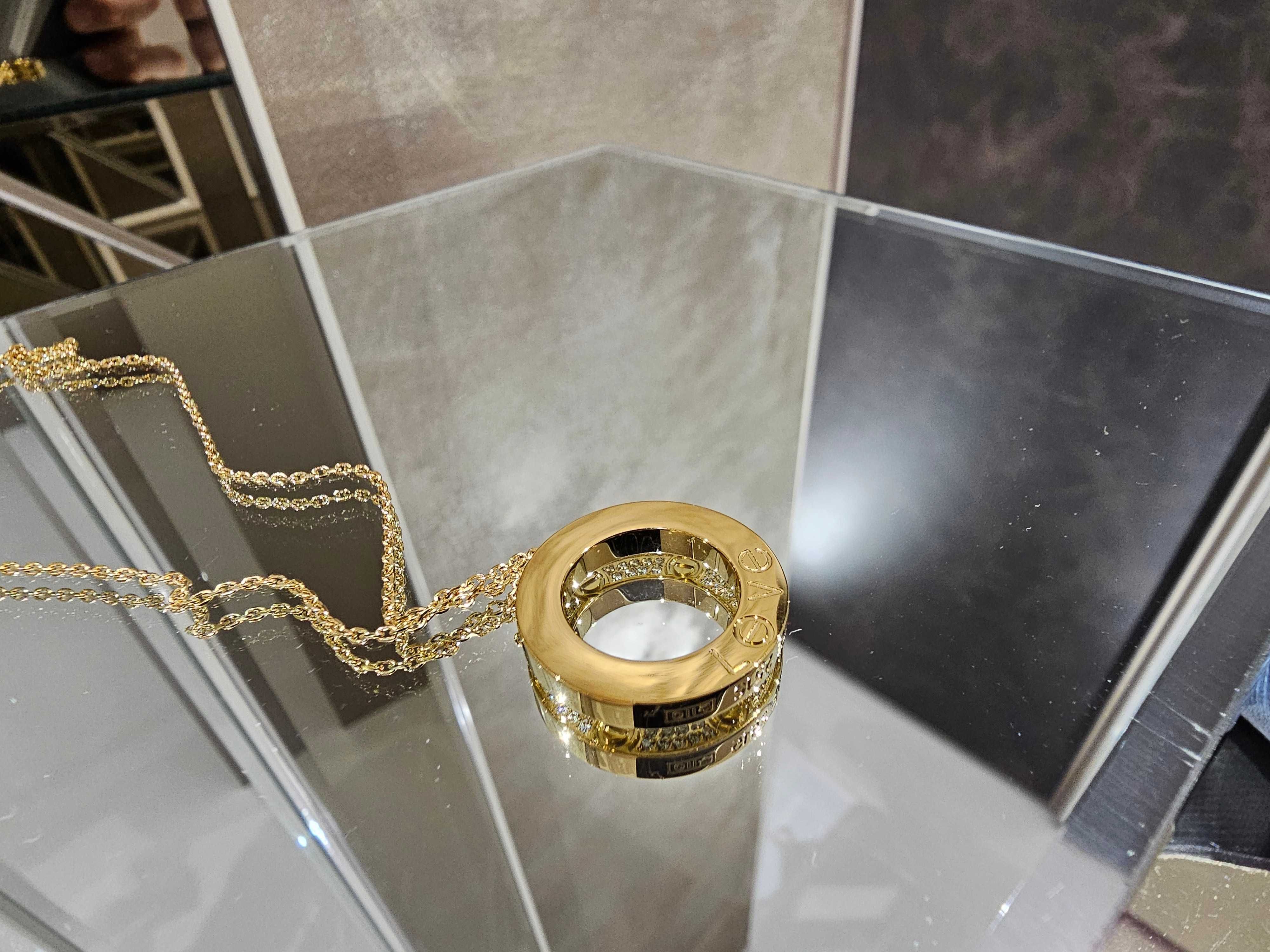 CARTIER Love Gold Large Paved Diamonds Pendant Дамскo Колие