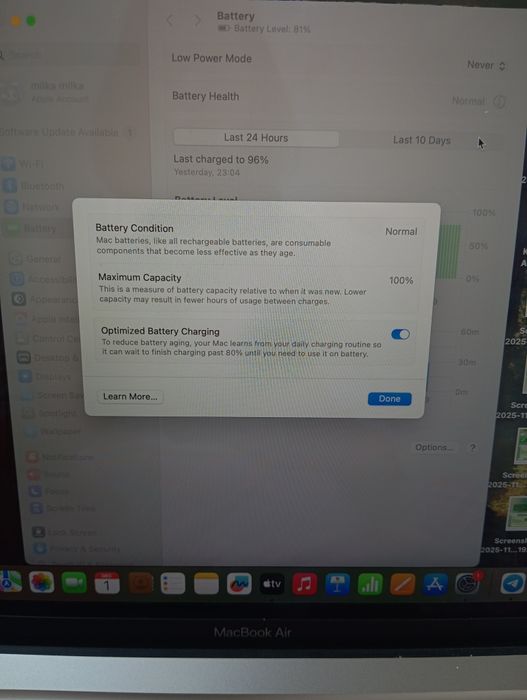 Macbook air 13 , yangi hali ishlatilmagan, sotib olinganiga 1 oy boʻld