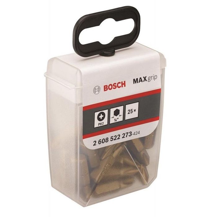 Set 25 biti Bosch Max Grip 25 mm, PH2 in cutie Tic-Tac