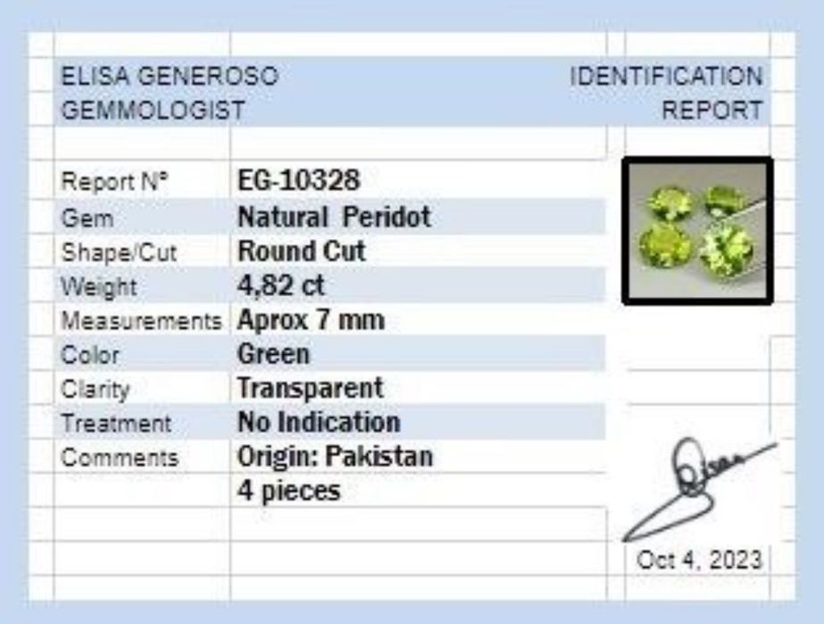 Естествен Перидот/Оливин/ - 4 броя,4.82 ct