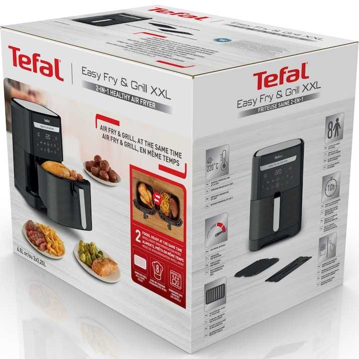 Friteuză electrică cu aer cald 2 în 1 Tefal EY801815, cu grătar