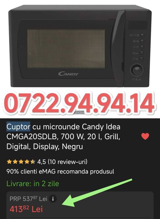 Cuptor microunde Candy Idea 700 W, 20 l Grill Digital Black Friday