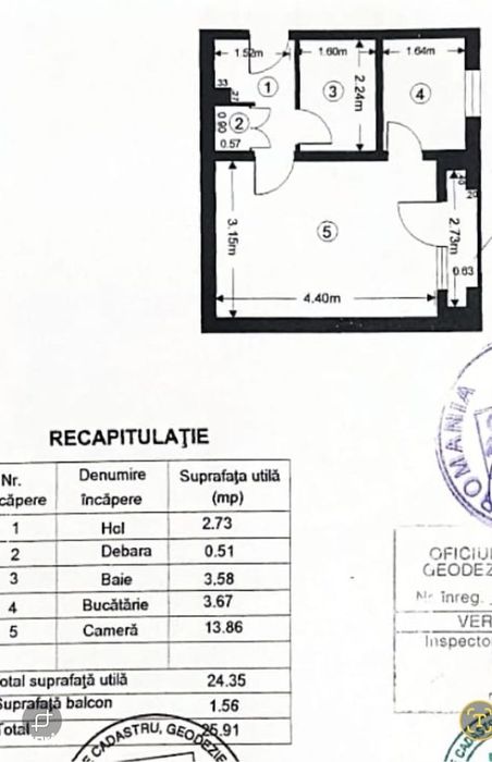 Garsonieră  în zona N (Spitalul Județean) Râmnicu Vâlcea