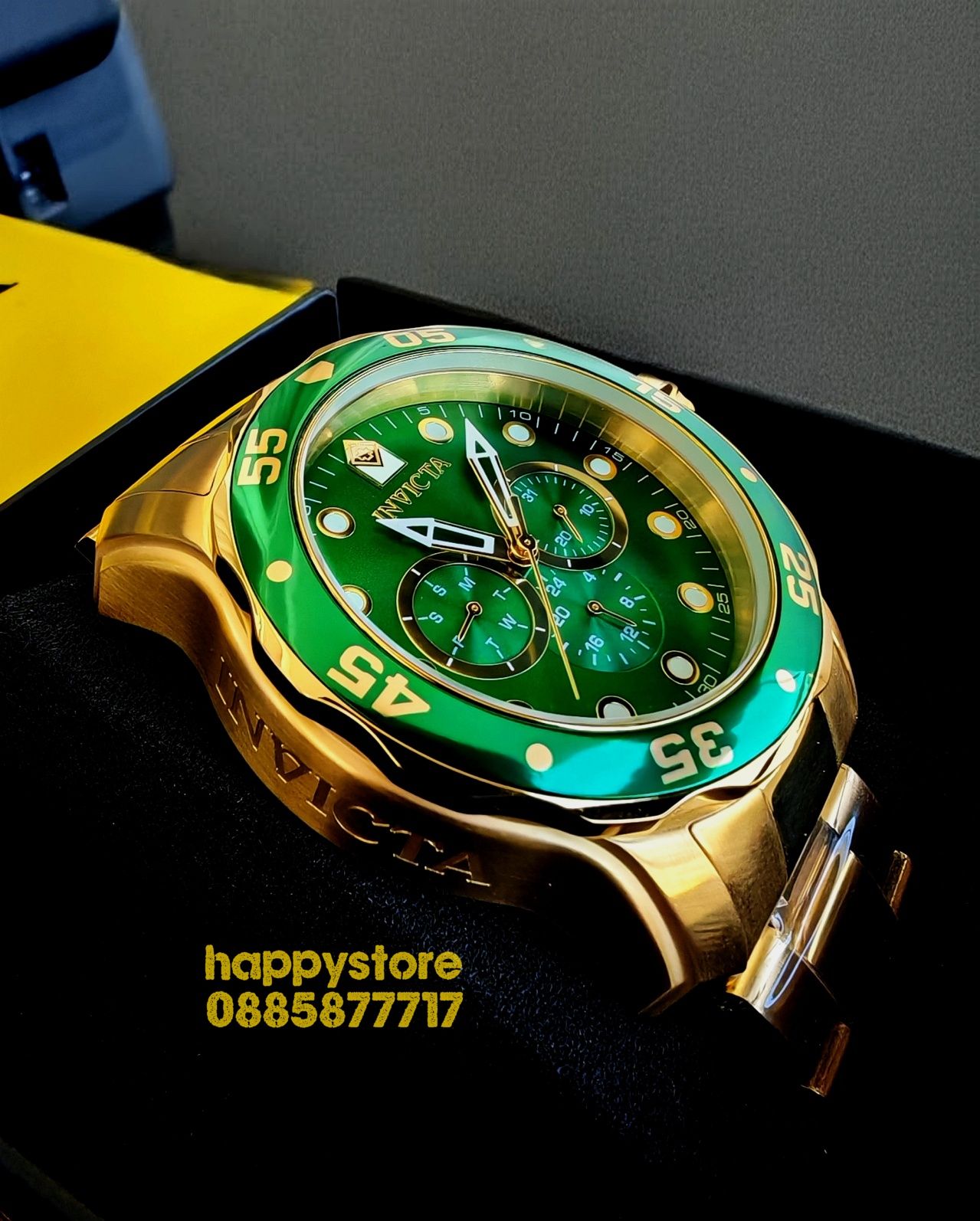 часовник INVICTA SCUBA Gold/Green 48 mm, Инвикта нов